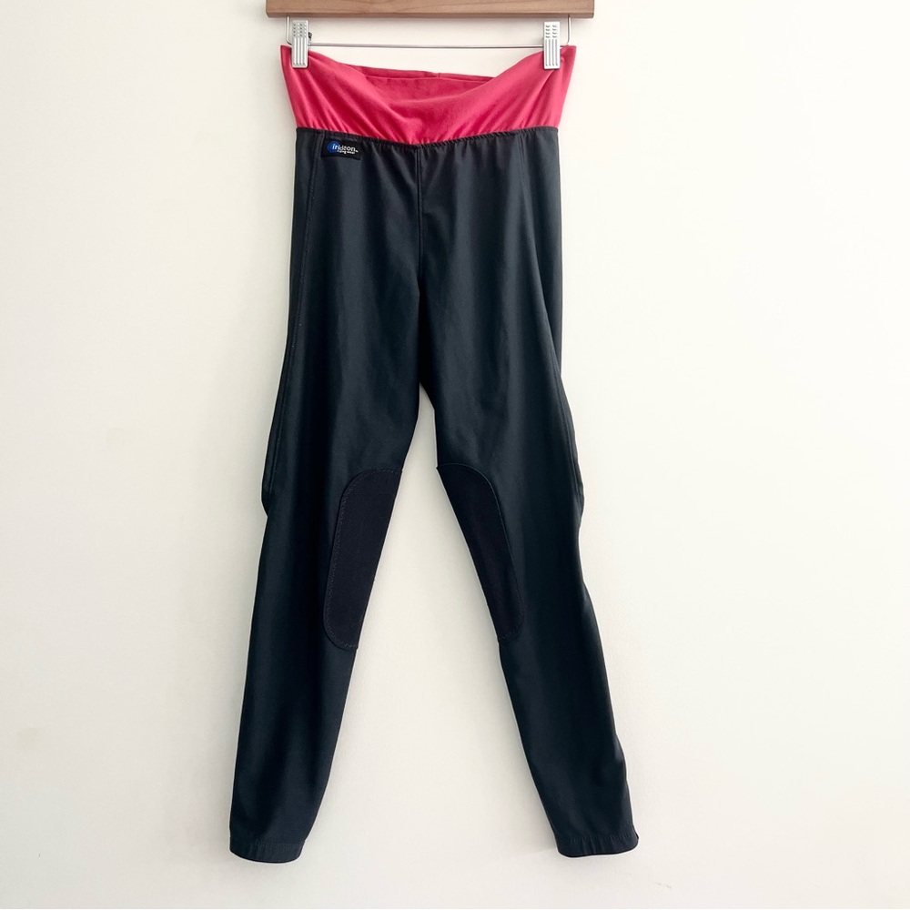 Irideon Tights Kids Black Pink Knee Patch Riding Stretch Topline Blck Leggings L